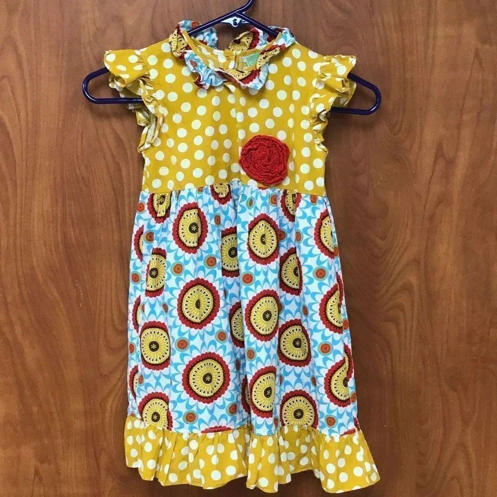 Super cute little girls, dress, polkadot and floral print size 6 by Sage & Lilly